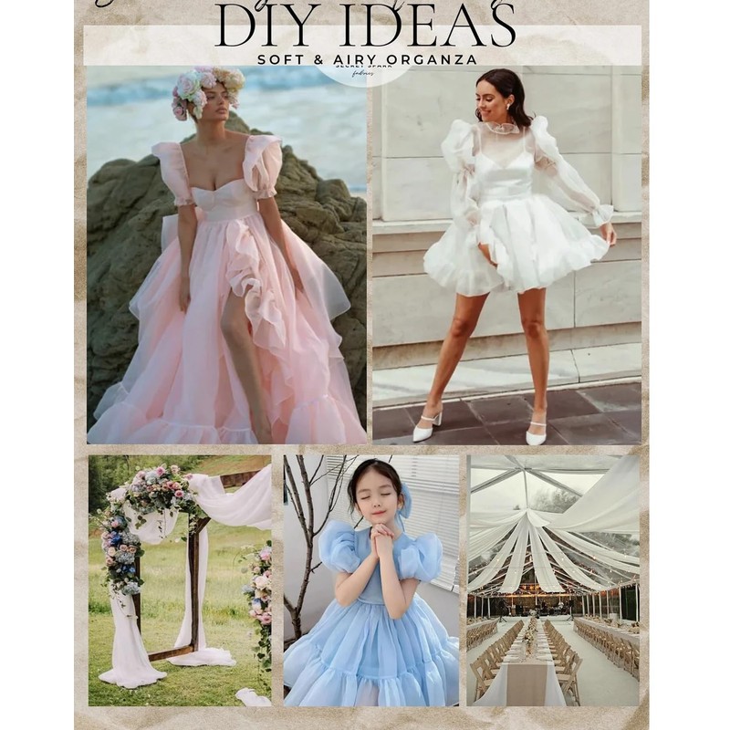 MDS Pack of 15 Yard Sheer Organza Fabric for Wedding