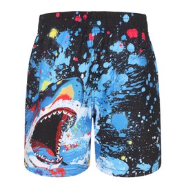 Zestonie Boys Swim Trunks Quick Dry Swim Shorts for Kids Boys Beach Board Shorts Summer Surfing Swimwear Black Blue Shark Size 7/6-7 Years