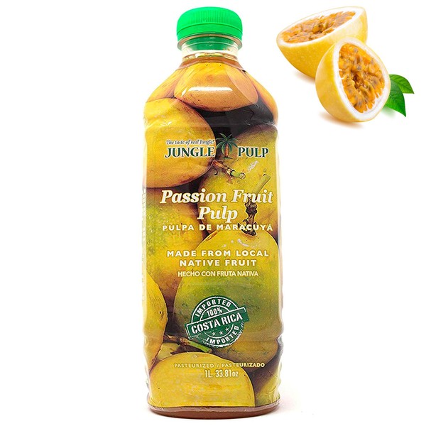 Jungle Pulp Passion Fruit Puree Mix , from Costa Rica for Iced Drinks, Margaritas, Cocktails, Tea, Real Desserts and Baking, Better than Syrup.