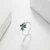 BOIGEGU 925 Sterling Silver Leaf Clover Dainty Inlaid Zircon Ring