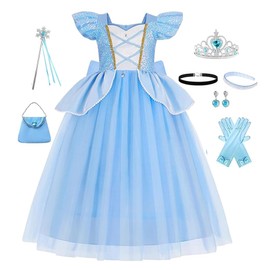 WYB Blue Dresses for Girls Kids Costume Cosplay Dress Party Outfits