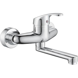 Ruspela Kitchen Sink Mixer Tap Wall Mounted Kitchen Faucet with 6. 3 Swivel Spout Cold and Hot Single Handle Mixer Tap Traditional Faucet