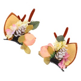BIUDECO 2pcs Antler Ear Hair Clips for Christmas Lightweight Hair Ornaments for Festive Looks Adorable Barrettes for Women and Girls