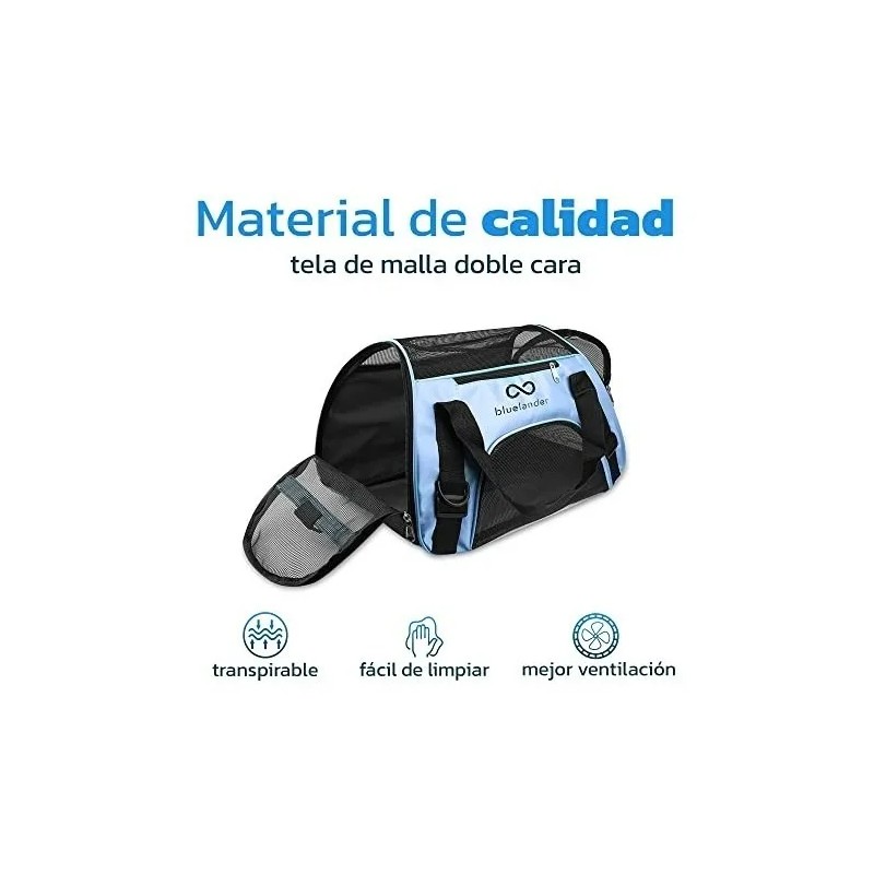 Transportadora Para Perro Razas Pequeñas Portátil Plegable Azul