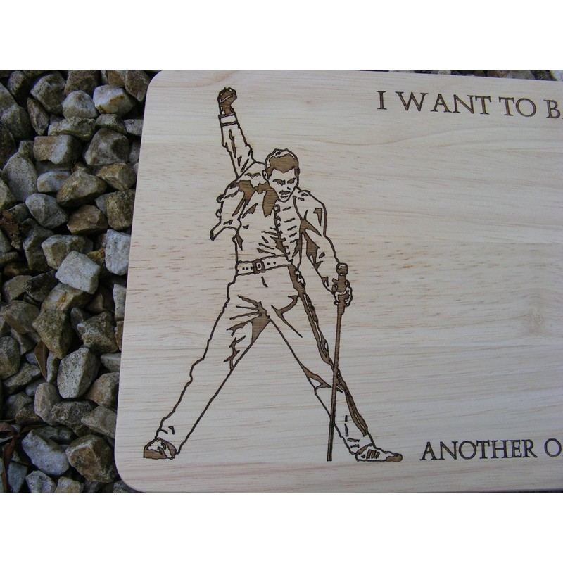 QUEEN FREDDIE MERCURY GIFT IDEA PREMIUM HARDWOOD WOODEN CHOPPING CUTTING