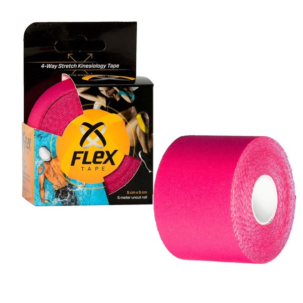 XFlex K Tape Waterproof Elastic Uncut Roll (2 inch x 16 ft) – Physio Tape Athletic 4 Way Stretch for Sports Training and Physical Therapy– Pro Kinesiology Physio Tape (Pink)
