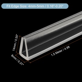 QUARKZMAN Pack of 2 U Channel Edge Guards, 4.9 ft Length Rubber Protector Edge Protector Fits 4-5 mm Edges, (9/16" W x 5/16" H) Transparent