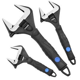 MAXPOWER 6 8 10 inch Adjustable Wrench Set, Wide Jaw Capacity 1.4" 1.6" 2" (35mm 40mm 50mm)