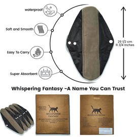 Whispering Fantasy Reusable Sanitary Pads Set Luxury 4-Pack Heavy Flow Luxury Large PLUS bonus Wet Bag Clothing Tape Derma V10 Bamboo Sheet Mask Cotton Pads
