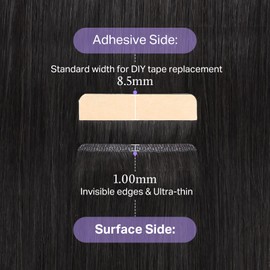 DOORES Human Hair Extensions Invisible Tape in, Natural Black 20 Inch 50g/20pcs, Seamless Tape in Extensions Human Hair Long Straight