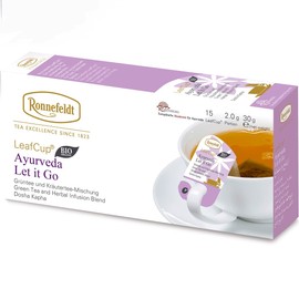 Ronnefeldt LeafCup Ayurveda Let It Go BIO – Organic Loose Leaf Green Tea & Herbal Chai with Cumin, Nettle, Fennel & Lemon Peel – 15 Individually Wrapped Tea Bags