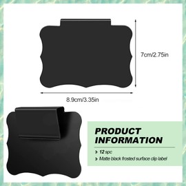 Basket Labels Clip on for Storage Bins 12pcs Removable Chalkboard Basket Labels Tags Holders for Cloth Bins Organizing Black