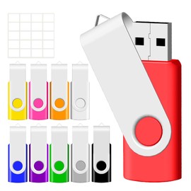 8GB USB Flash Drive 10 Pack, USB Drives 8 GB 10 PCS Memory Stick JBOS Swivel Thumb Drives Gig Stick USB2.0 Pen Drive for Fold Digital Date Storage, Zip Drive, Jump Drive, USB Stick, Mixed Color