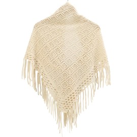 LMVERNA Knit Shawl with Tassels Fashion Scarf Multifunctional Neck Wrap(Beige)