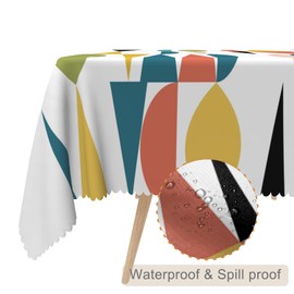 TTQYFNM 60x120inches Mid Century Table Cloth Colorful Geometric Modern 1950s 1960s Abstract Art Fashion Tablecloth Spill Proof Easy Clean Rectangle Table Cover for Kitchen Dining Room Patio Home Decor