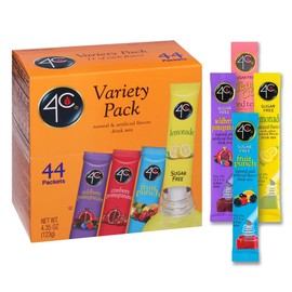 4C Powder Drink Mix Packets, PSD Variety 1 Pack, 44 Count, Singles Stix On the Go, Refreshing Sugar Free Water Flavorings (11 Each Wild Berry Pomegranate, Cranberry-Pomegranate, Fruit Punch, Lemonade)