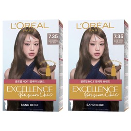 L'Oréal Paris Excellence Parisian Chic Lightening Tone-Up Hair Dye, No. 7.35 Sand Beige, 2 pcs / 로레알파리 엑셀랑스 파리지앵 시크 라이트닝 톤업 염모제, 7.35호 샌드베이지, 2개