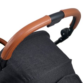 gogolotom PU Leather Handle Cover Compatible with Cybex Melio Carbon Stroller Stroller Pushchair Bumper Armrest Cover Stroller Accessories (for Mom Handle, Brown)
