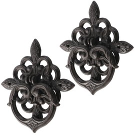 Bolifish Black Antique Front Door Knocker Set of 2, Gothic Cast Iron Petal Leaf Door Handle Decoration Outdoor、Home Garden and Farmhouse