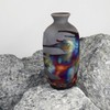 RAAQUU Koban Vase 7" - Handmade Raku Ceramic with Water