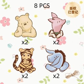 8PCS Winnie Banner For Baby Shower Decorations Vintage Pooh Birthday Banner Hanging Decoration Party Supplies