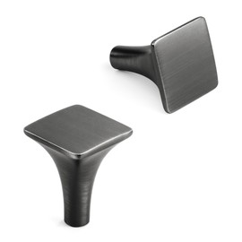 HESTIA HARDWARE 10 Pack - Antique Silver Cabinet Knobs Door Knobs - Cabinet Hardware 1 inch Tall Square Knobs Kitchen Cabinet Knob (Z14.10.B)