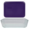 Pyrex 7210 3-Cup Glass Dish & 7210-PC Plum Purple Food