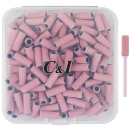 C & I Nail Drill Bit Set Small Sanding Bands 200pcs & Slim Mandrel 1pc Acrylic Gel Nail File Fake Nails Shaping Cuticle Care Nail Prep Efile Nail Supplies for Nail Techs (240 Extra Fine-XF,Pink)