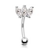 COCHARM 14K White Gold Triple Marquice Flower Rook Earrings for
