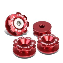 Auto Dynasty Anodized Aluminum Front Left/Right Gear Style Bumper Trunk Quick Release Fastener Kit, Red, Pack of 4