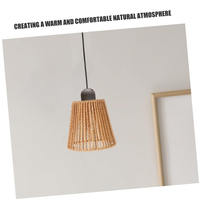 Cabilock Rattan Woven Pendant Lampshade Rustic Sconce Cover Style Small