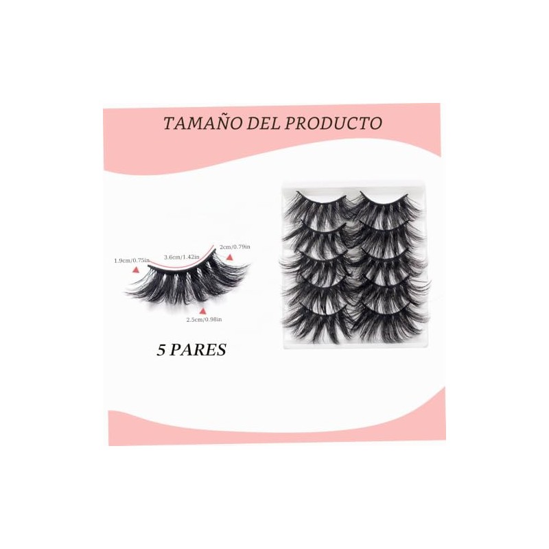 Pestañas postizas, 5 pares de pestañas multicapa de 25 mm,