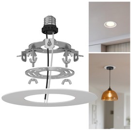 gezee R5 and 6 Recessed Can Light Conversion Kit, for Ceiling Light Fixture, Pendant Light, Hanging Light, Ceiling Fan, with 7¾ Beveled & Flat, Steel,Medallion, White Finish