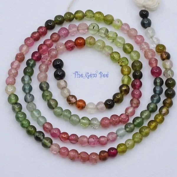 Old Stock 3mm Pink Green Blue Tourmaline Smooth Round Sphere