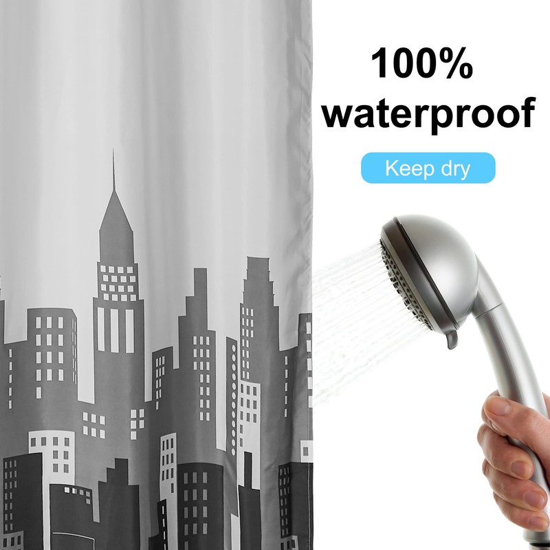 DUFU Waterproof Shower Curtain, Washable, Quick-Drying Textile Fabric, Polyester Bath