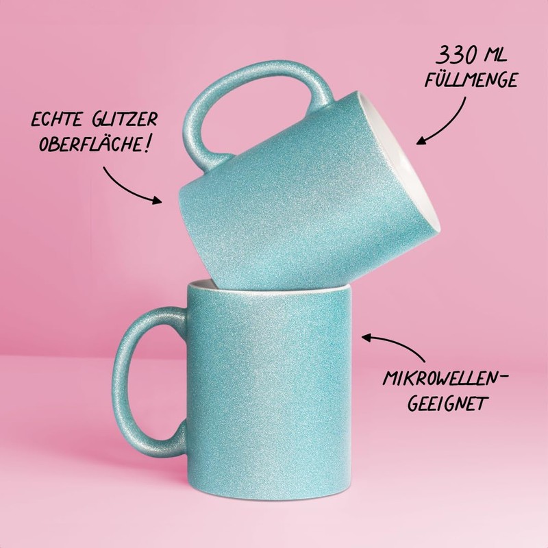 glitzertassen.de Mug with Glitter Glitter Mug in Various Colours Gift