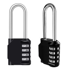 Diompirux Set of 2 Combination Lock with Shackle Long, 4 Digit Combination Code Lock, Individually Adjustable Combination Code, Number Lock Padlock Weatherproof for Locker, Gym, Door, Garden Fences