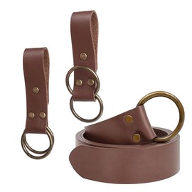SUMGOGO Skirt Hikes Leather Detachable Keyring Hook Strap Retro Medieval Waist Belt Accessory for Casual Renaissance Cosplay Costume (Belt-Brown)