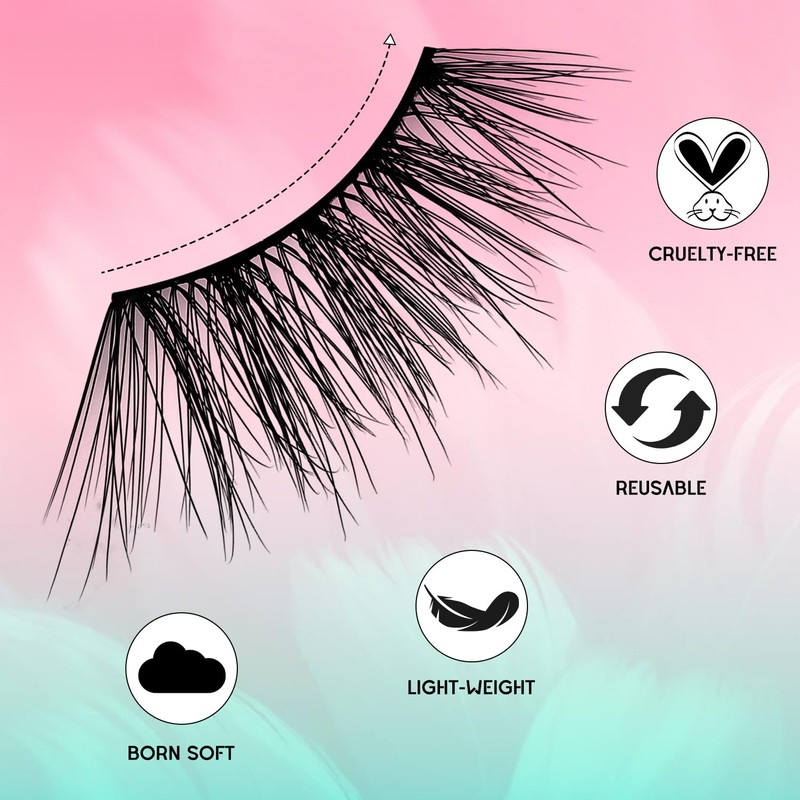 Half Lashes Natural Look Cat Eye Half False Eyelashes Accent