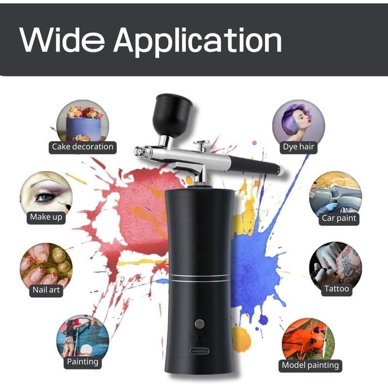 SHPTDJTICAirbrush Kit with Compressor, Airbrush Compressor Rechargeable Upgraded 1200Amh 32PSI