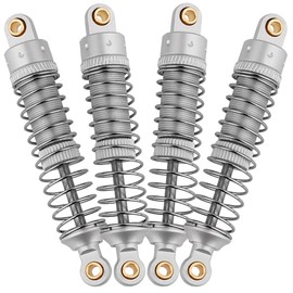 RZXYLRC 4PCS 53mm/59mm/66mm Aluminum Shocks Absorbers Oil Threaded Damper for 1/18 RC Crawler TRX4M TRX-4M Bronco Defender K10 Upgrade Parts,Silver Color Spring (59mm Silver)