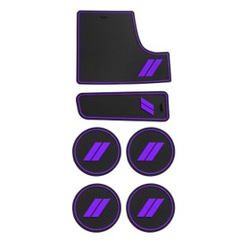 SENSHINE Anti Dust Cup Holder Insert for Dodge Charger Accessories 2015-2021 2022 2023 2024 Non-Slip Center Console Shifter Liner Trim Premium Custom Interior 6Pcs Set (Purple Trim)