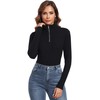 Malist Women’s Long Sleeve Ribbed Zipper Turtleneck Top Black Medium