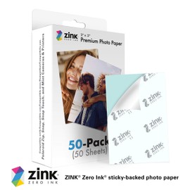 Zink - Papel fotográfico instantáneo de alta calidad de 2 x 3 pulgadas (paquete de 50) compatible con cámaras e impresoras Polaroid Snap, Snap Touch, Zip y Mint