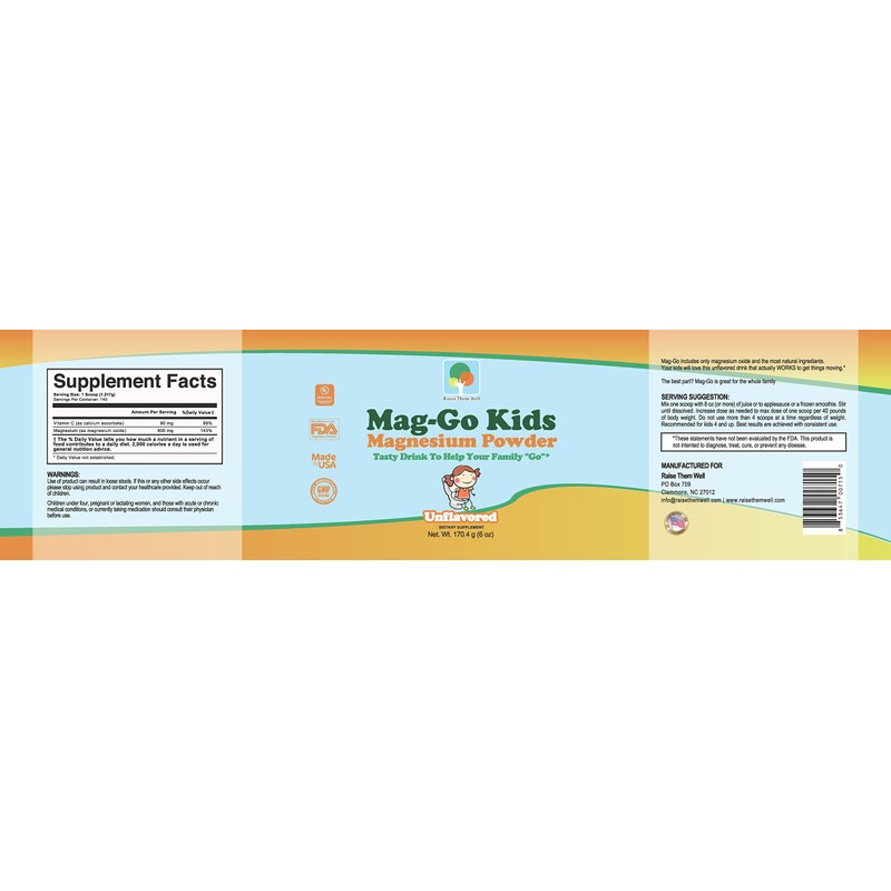 Raise Them Well Mag-Go Kids Magnesium Powder | Constipation Relief