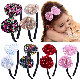 Candygirl 6 Pieces Alice Band Children Headbands for Girls Toddles Bow Tie With Glitter Sparkly Sequins Baby Girls Headbands, Multicolor