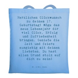 Mr. & Mrs. Panda Tragetasche Spruch 17. Geburtstag - Geschenk, wertvolle Erfahrungen, einmalige Geschenke, Laptoptasche, Glückwunsch, Party