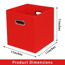Yunkeeper Fabric storage bins Cubes, Fabric Cube Organizer with Handle, Foldable Cube Bins for Cloth or Accessary Storage, 11x11x11, Set of 3, (Red)