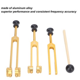 KooingTech Tuning Forks for Healing, 128Hz, 256Hz, 512Hz Tuning Fork, Tuning Fork Set Frequency Healing Devices Body Weighted Tuning Forks for Yoga Sound Reliever Stress Musical (Gold)