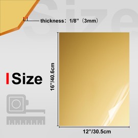 KINLINK 12x16Plexiglass Sheets 1/8 inch-3mm Gold Mirror Acrylic Sheets, Mirror Plastic Board Polycarbonate Sheet for DIY Project, Craft, Acrylic Sign, Weding Invitaton 2 Pack